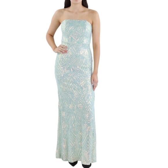 Speechless 9 embellished strapless formal evening gown light sage green NWOT - Picture 1 of 12